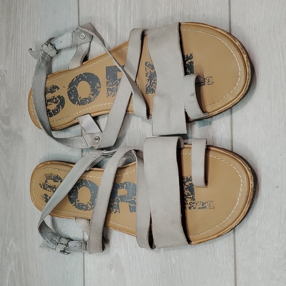 Sorel Women Comfort Loop Toe Ella Criss Cross in dove Sandals Flats shoes 10 - Picture 5 of 15